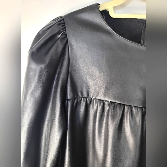 Zara Vegan Leather Babydoll Top. Size Small ⭐️Host Pick ⭐️ - Picture 6 of 8